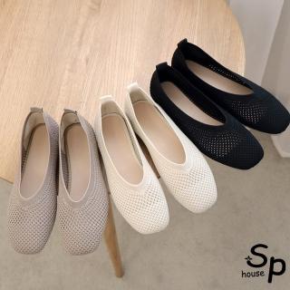 【Sp house】柔和針織網布軟底淺口平底鞋(6色可選)