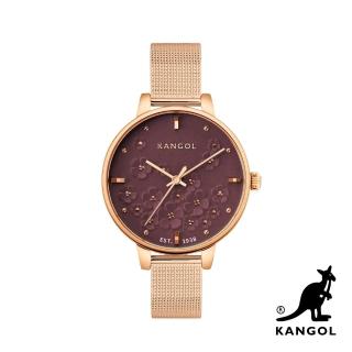 【KANGOL】英國袋鼠│繁花似錦浮雕腕錶 / 手錶 - KG72533-01Z(酒粕紅)