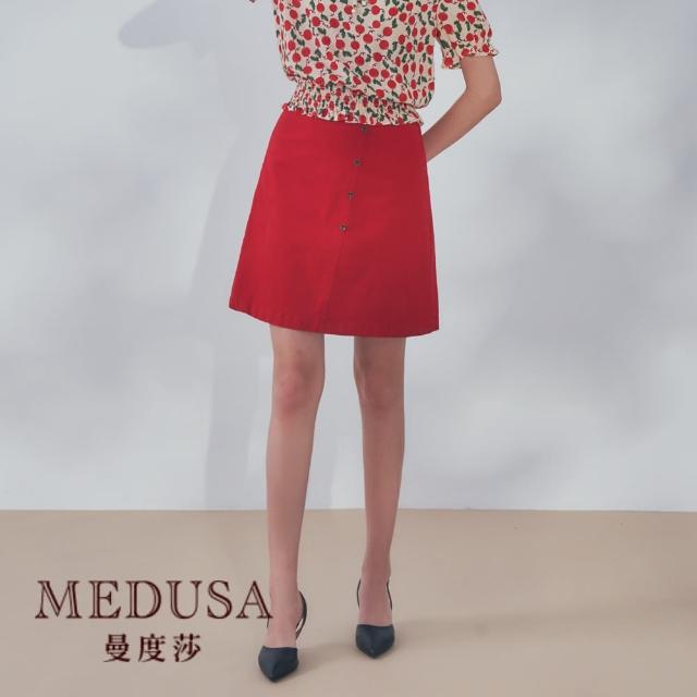 【MEDUSA 曼度莎】現貨-ICare 艷紅彈性牛仔短裙（M-L）｜短裙 牛仔短裙 高彈性(107-14704)