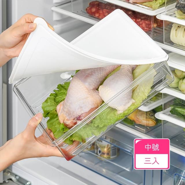 【Dagebeno荷生活】多功能PET高透款食材保鮮盒 密封式加大容量冷凍盒(中號2200ml三入)