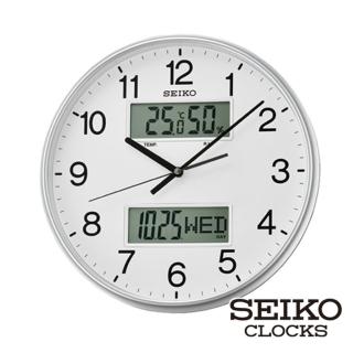 【SEIKO 精工】溫度 濕度 靜音雙顯掛鐘 QXL013S(靜音機芯 雙顯示)