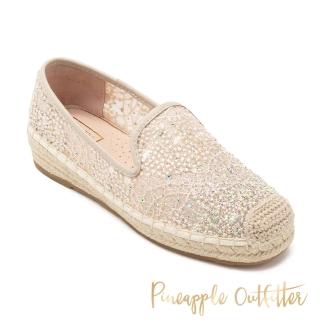 【Pineapple Outfitter】ELATE 亮鑽透膚草編樂福鞋(米色)