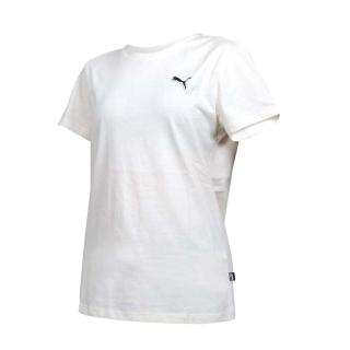 【PUMA】BETTER ESS 女基本系列織標短袖T恤-歐規 休閒 慢跑 上衣 純棉 米白黑(67598699)