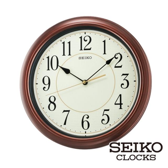【SEIKO 精工】夜光靜音仿木紋掛鐘時鐘QXA616B(夜光 靜音 直徑32cm)