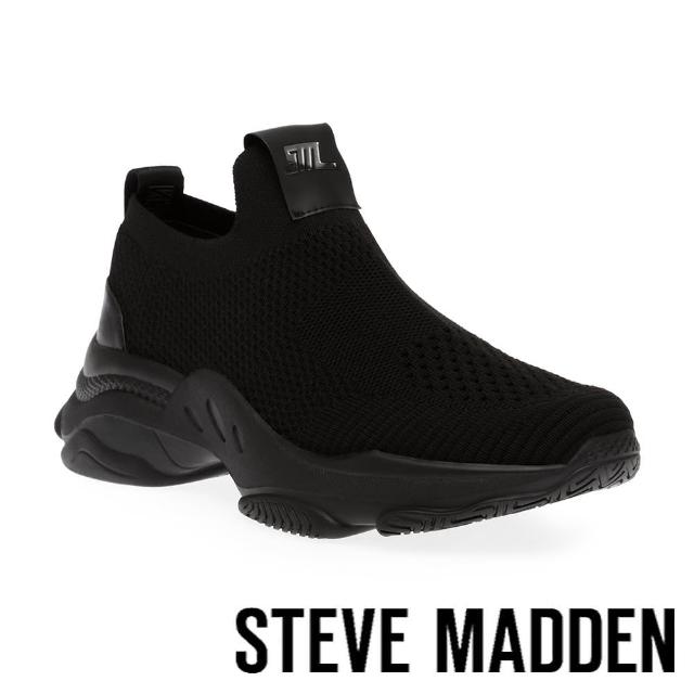【STEVE MADDEN】MOVIN ON 透氣網布運動休閒鞋(黑色)