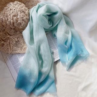 【愛爾蘭 Galway】美麗諾羊毛圍巾 藍白條紋(65x180cm)