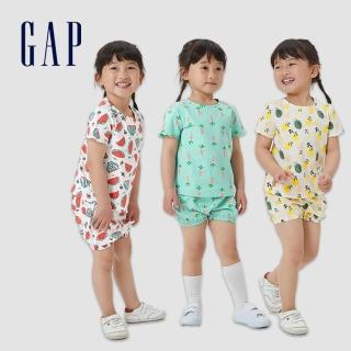 【GAP】女幼童 純棉印花T恤短褲套裝 布萊納系列-多色可選(601695&601763)