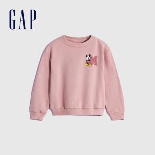【GAP】女幼童裝 Gap x Disney迪士尼聯名 印花圓領大學T-粉紅色(785853)