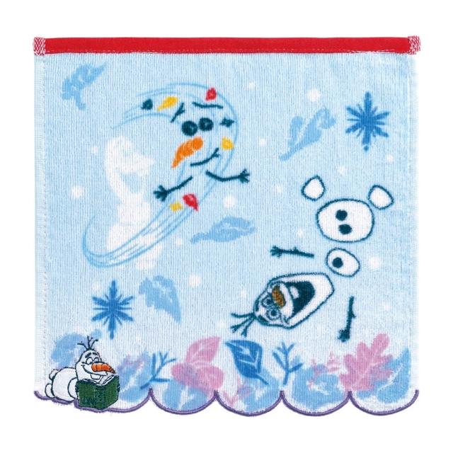 【Marushin 丸真】迪士尼 冰雪奇緣 造型刺繡純棉小方巾 雪寶
