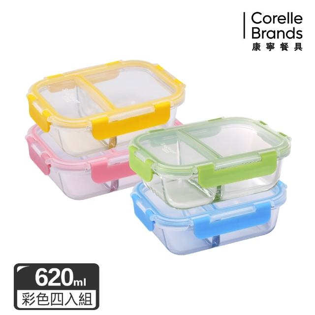 【CorelleBrands 康寧餐具】可拆扣620ML玻璃保鮮盒4件組(D30)