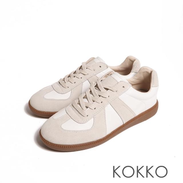 【KOKKO 集團】復刻經典皮革拼接極柔軟休閒鞋(白色)