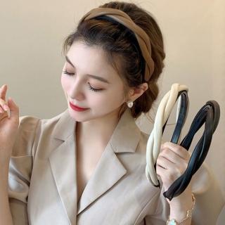 【HaNA 梨花】韓國溫柔的時光．雙股麻花皮質髮箍