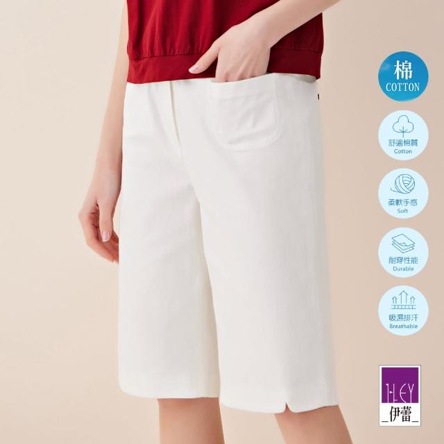 【ILEY 伊蕾】高端休閒織帶棉質五分褲(白色；M-XL；1222026122)