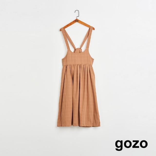 【gozo】MOMO獨家款★限量開賣 俏皮格紋吊帶裙(兩色)