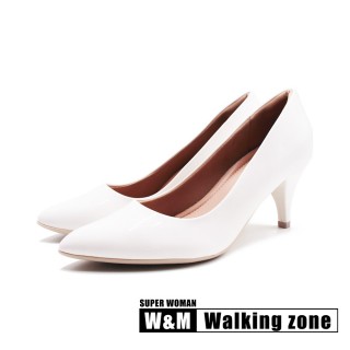 【WALKING ZONE】女 SUPER WOMAN 空姐系列 尖頭時尚經典高跟鞋 女鞋(白)