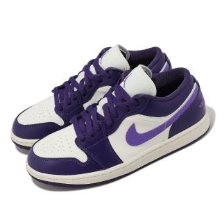 【NIKE 耐吉】休閒鞋 Wmns Air Jordan 1 Low 女鞋 男鞋 白 紫 葡萄紫 低筒 AJ1 皮革(DC0774-502)