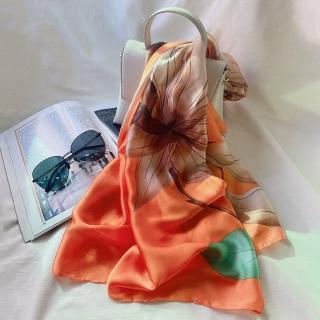 【愛爾蘭 Galway】緞面絲巾 秋橘(90x180cm)