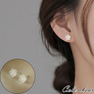 【卡樂熊】s925銀針韓系輕奢玫瑰造型耳環飾品(S925耳環)