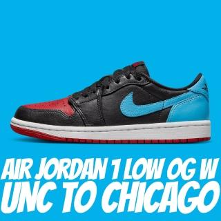 【NIKE 耐吉】休閒鞋 Air Jordan 1 Low OG W UNC to Chicago 黑藍紅 女鞋 男女段 CZ0775-046