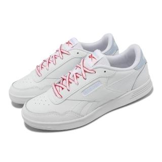 【REEBOK】休閒鞋 Court Advance 女鞋 白 紅 淺藍 皮革 復古 小白鞋(100033765)