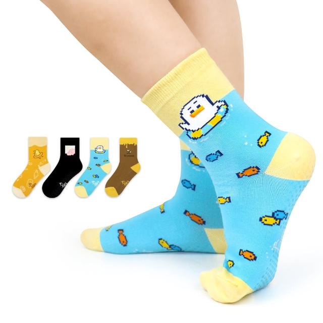 【in Pairs】設計師合作插畫襪子4雙組 止滑點點 童襪(3-9歲 兒童襪子 中筒襪)