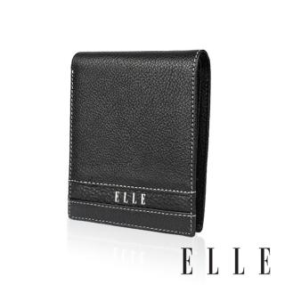 【ELLE HOMME】ELLE 品牌3卡上翻3窗格 短夾/皮夾/男夾(黑色)