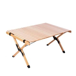 【PolarStar 桃源戶外】櫸木蛋捲桌-90cm 23-23034(戶外.露營.折疊桌.露營桌.鋁捲桌.置物架)