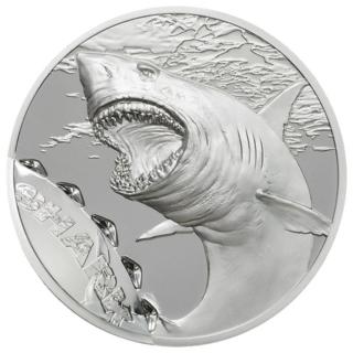 【臺灣金拓】白銀銀幣 2017 帛琉齒印系列 — 鯊魚超高浮雕精鑄銀幣
