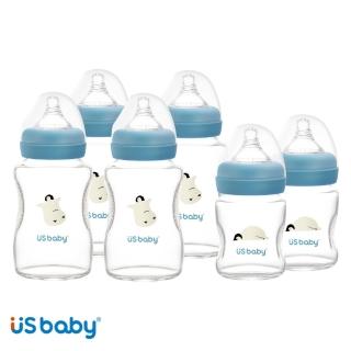 【US BABY 優生】真母感愛地球寬口徑玻璃奶瓶(4大2小)