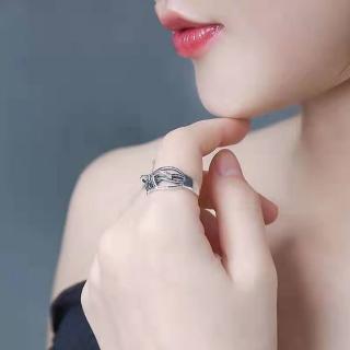 【SUMMER一夏】韓國設計925泰銀復古重工蝴蝶結多重纏繞寬版開口戒指食指潮流戒指(甜酷風)