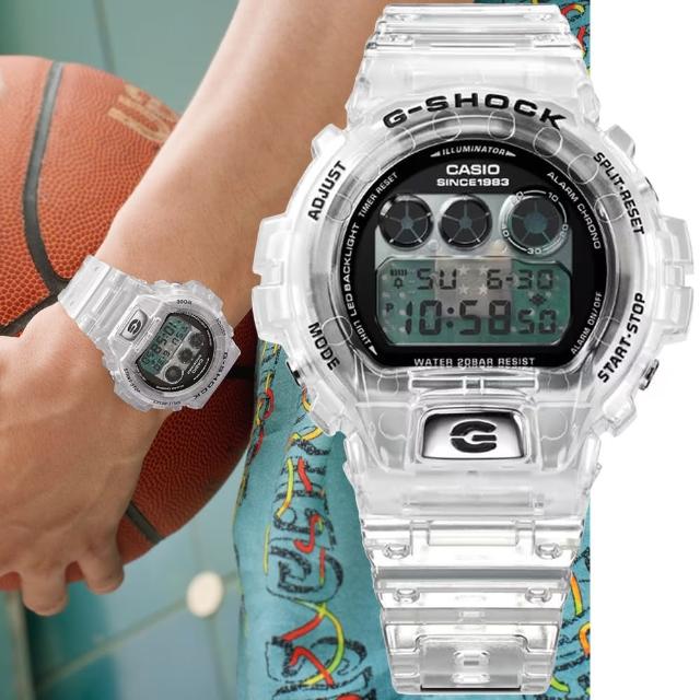 【CASIO 卡西歐】G-SHOCK 40周年Clear Remix 透明錶盤 小三眼電子錶(DW-6940RX-7 防水200米)
