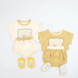 【艾比童裝】嬰兒 大頭熊寶寶套裝 台灣製MIT短袖上衣 短褲(套裝系列 D22)