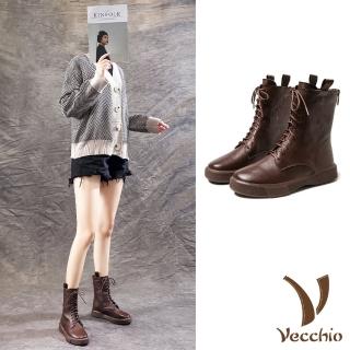 【Vecchio】真皮馬丁靴 牛皮馬丁靴/全真皮頭層牛皮經典百搭帥氣馬丁靴(棕)