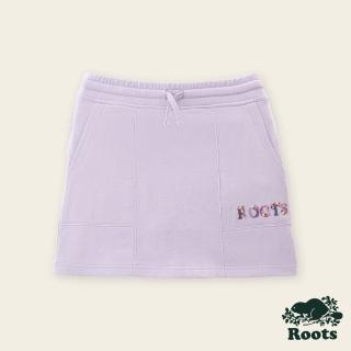 【Roots】Roots大童-繽紛花卉系列 花卉文字休閒褲裙(蘭花紫)