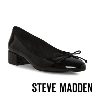 【STEVE MADDEN】CHERISH 鏡面蝴蝶結低跟娃娃鞋(黑色)
