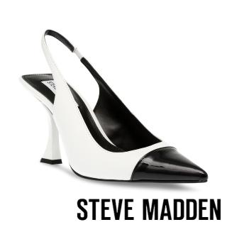 【STEVE MADDEN】NILES 拼接尖頭繞踝高跟鞋(黑白色)