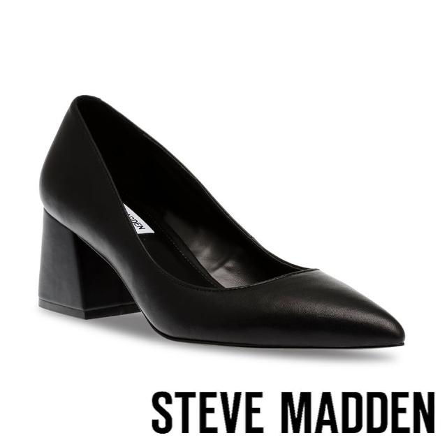 【STEVE MADDEN】BAYLEIGH 尖頭粗跟高跟鞋(黑色)