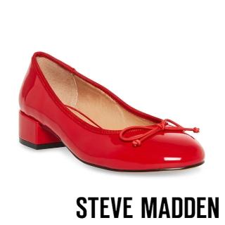 【STEVE MADDEN】CHERISH 鏡面蝴蝶結低跟娃娃鞋(紅色)