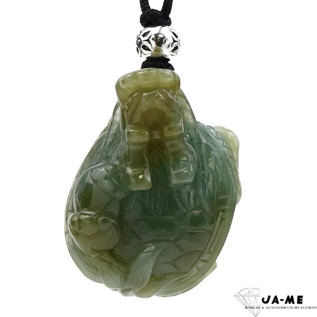 【JA-ME】天然A貨翡翠老油綠伴黃翡龍龜項鍊(618/年中慶/送禮)