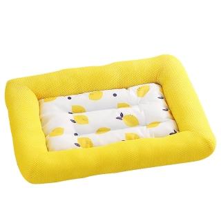 【Animali】寵物涼爽舒適床-黃色檸檬L(涼感 床墊 軟墊 透氣三明治蜂窩網眼結構)