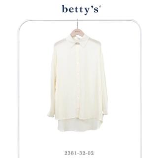 【betty’s 貝蒂思】皺皺透膚寬版長袖襯衫(米白)