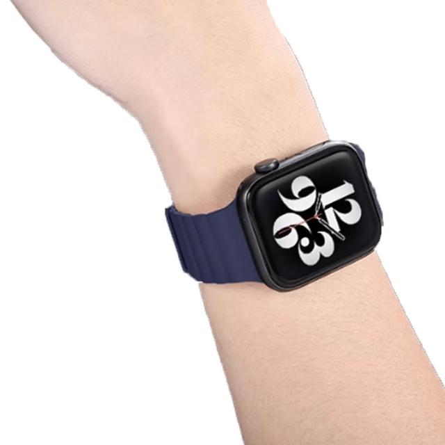 【樂邁家居】Apple Watch 矽膠磁吸 運動錶帶(矽膠材質/容易調整鬆緊/水洗清潔)