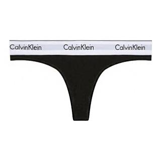 【Calvin Klein 凱文克萊】Modern Cotton Thong 棉質寬腰帶 女內褲 丁字褲/CK內褲(黑色)