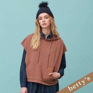 【betty’s 貝蒂思】連帽抽繩口袋針織背心上衣(咖啡色)
