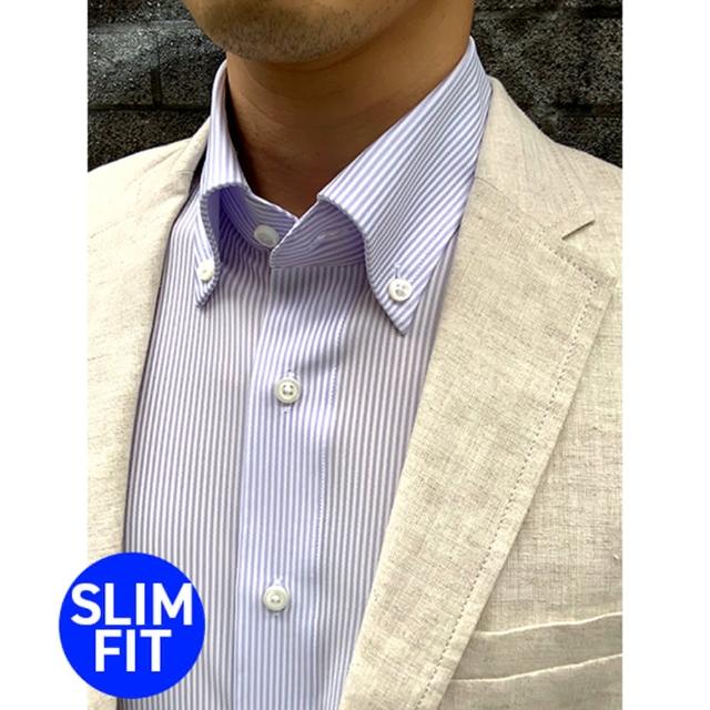 【i-Shirt】淺藍色條紋 扣領型 長袖商務襯衫(KPS1280BD)