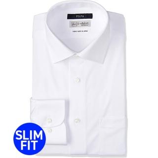 【i-Shirt】白色無地素面 半寬領型 高密度針織款 長袖商務襯衫(KPS9015H-1)