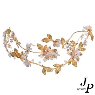 【Jpqueen】金繽花漾珍珠不規則花環髮飾髮堀(金色)