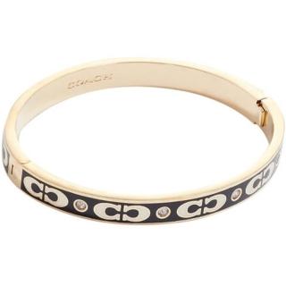 【COACH】黑X白C LOGO金色時尚手環