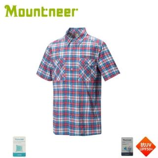 【Mountneer 山林】男 彈性抗UV格子襯衫《紅》31B01/防曬/夏季襯衫(悠遊山水)