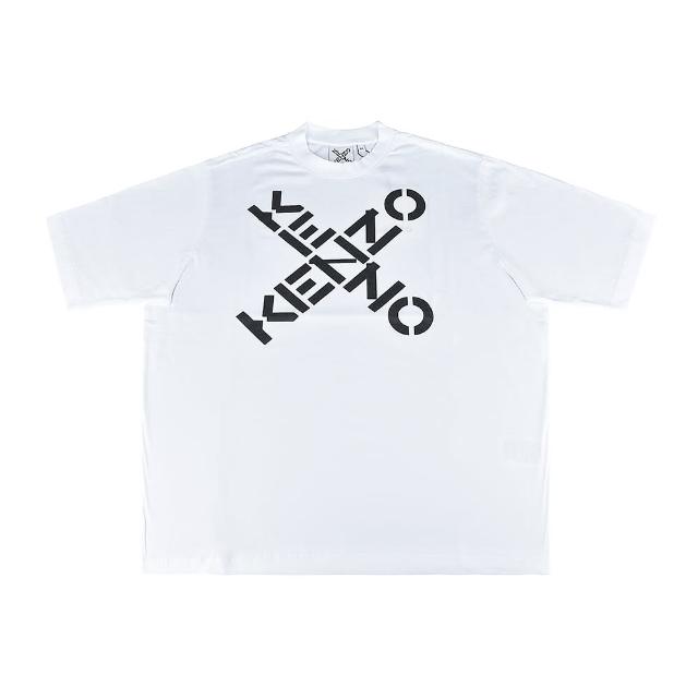 【KENZO】KENZO黑字印花LOGO棉質字母X造型短袖圓領T恤(男款/白)